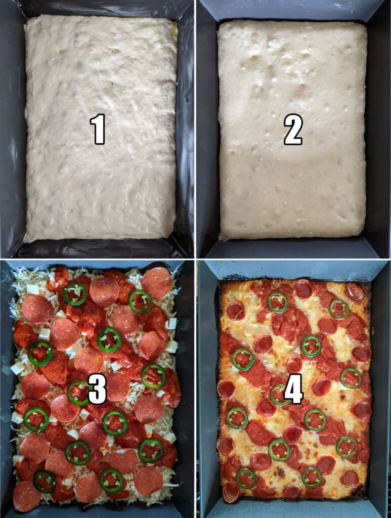 Steps for making spicy detroit pizza