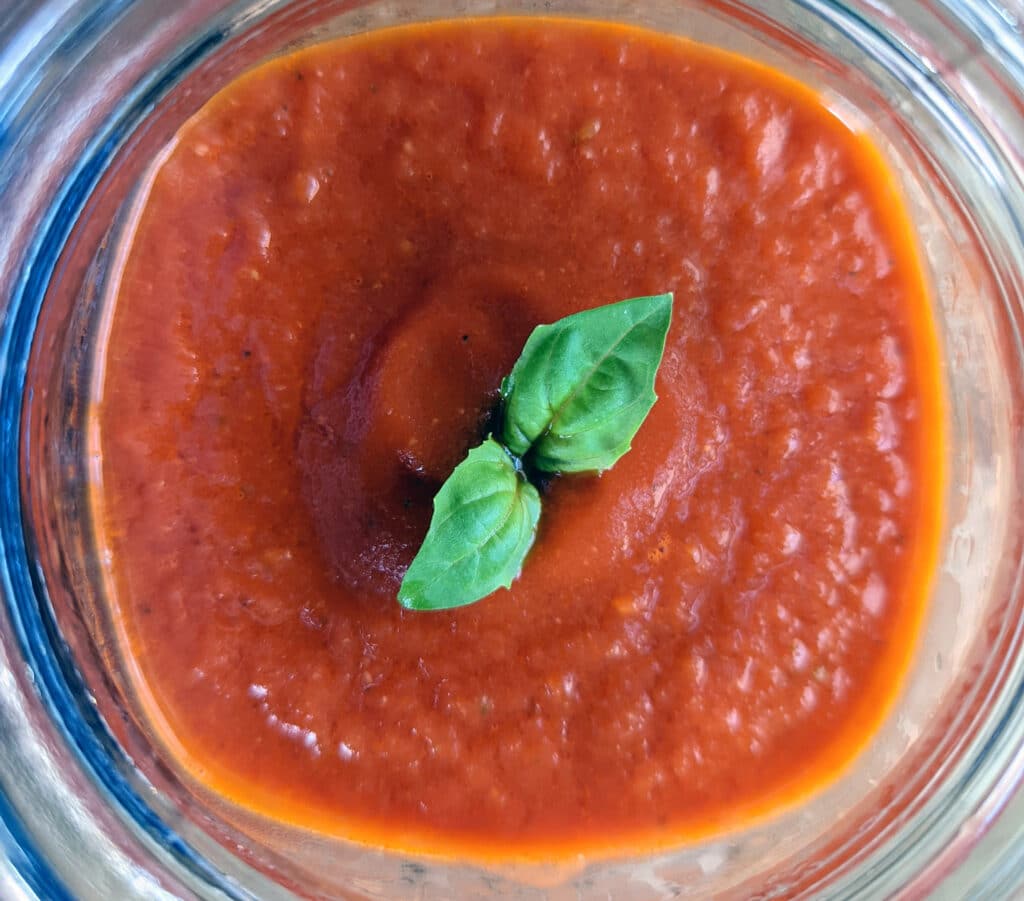 Homemade pizza sauce from San Marzano tomatoes