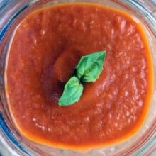 Homemade pizza sauce from San Marzano tomatoes