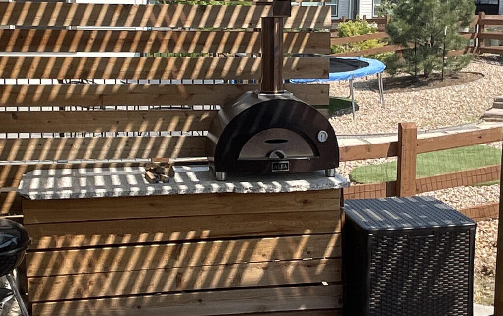 Wood fired pizza oven setup