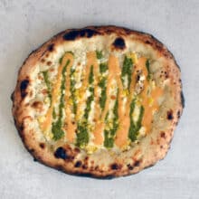 Wood fired elote pizza