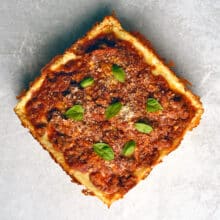 Bolognese Detroit pizza