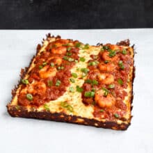 Creole Shrimp Detroit pizza