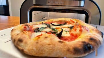 Neapolitan pizza in front of the Gourmia pizza oven
