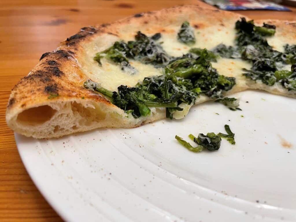 Broccoli rabe white pizza cooked at 800 degrees in the Koda 2.