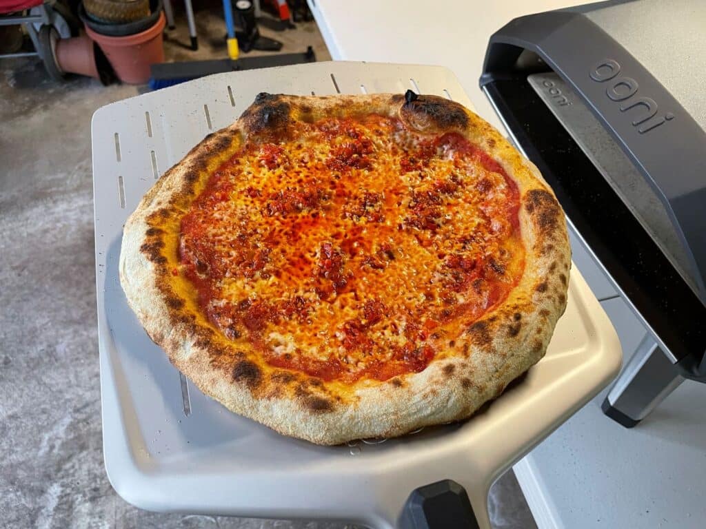Three cheese and calabrian chili pizza