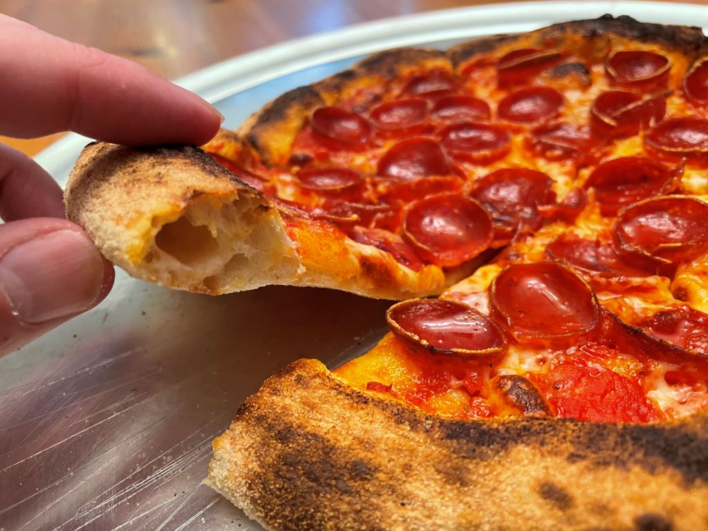 Pepperoni pizza cooked in the Gozney Tread.