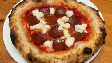 Chorizo and mozzarella pizza